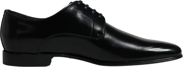 Black Leather Lace Up Men Derby Formal Men's Shoes (Pre-Owned)
