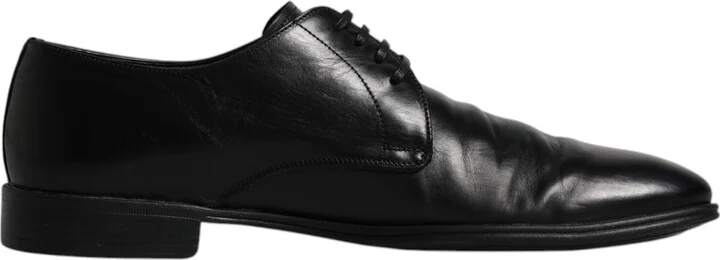 Black Leather Lace Up Men Derby Formal Men's Shoes (Pre-Owned)