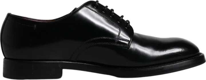 Black Leather Lace Up Men Derby Formal Men's Shoes (Pre-Owned)