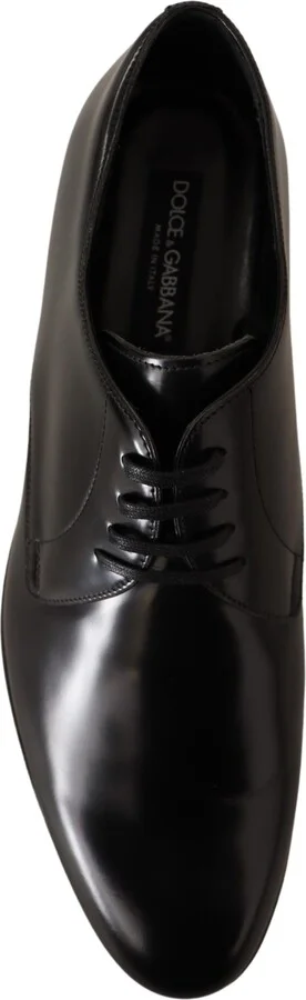 Black Leather Lace Up Men Dress Derby Men's Shoes - Image 6