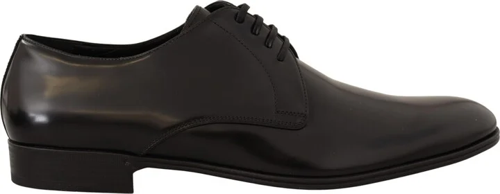 Black Leather Lace Up Men Dress Derby Men's Shoes