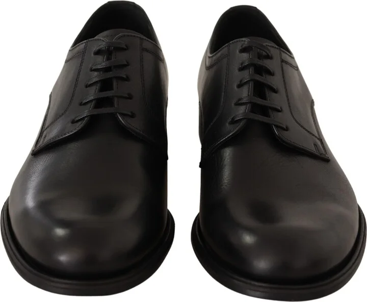Black Leather Lace Up Mens Formal Derby Men's Shoes - Image 2