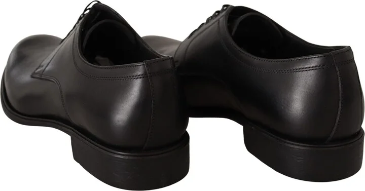 Black Leather Lace Up Mens Formal Derby Men's Shoes - Image 4