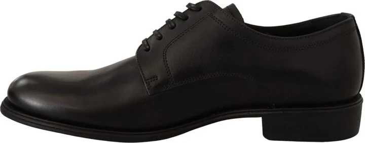 Black Leather Lace Up Mens Formal Derby Men's Shoes - Image 5
