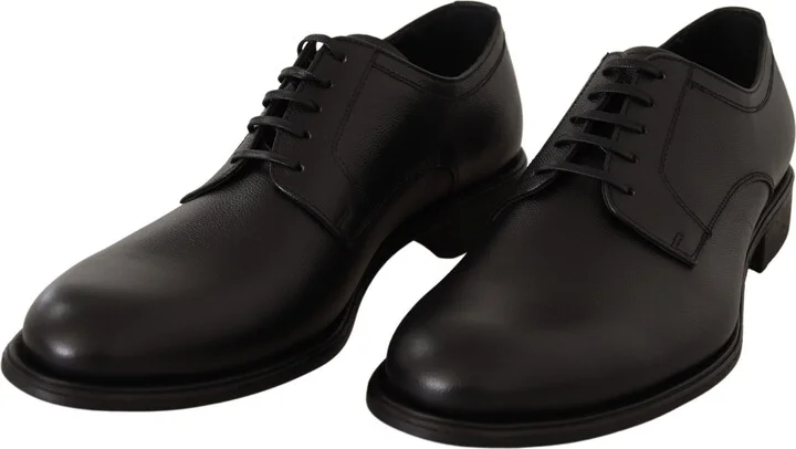 Black Leather Lace Up Mens Formal Derby Men's Shoes - Image 2