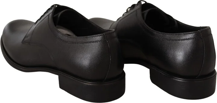 Black Leather Lace Up Mens Formal Derby Men's Shoes - Image 3