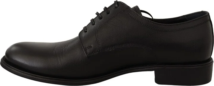 Black Leather Lace Up Mens Formal Derby Men's Shoes - Image 4
