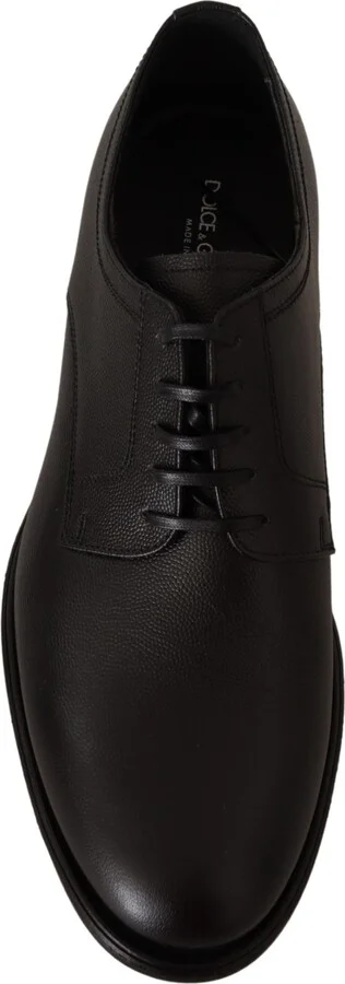 Black Leather Lace Up Mens Formal Derby Men's Shoes - Image 6