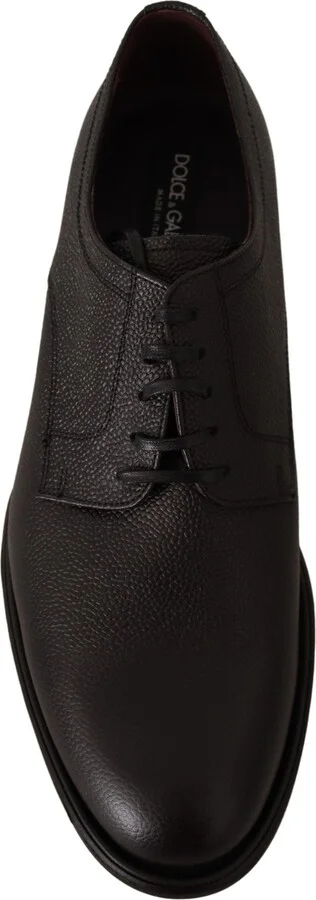 Black Leather Lace Up Mens Formal Derby Men's Shoes - Image 3