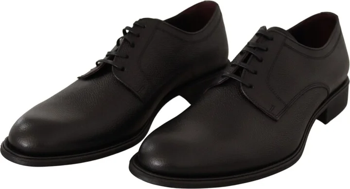Black Leather Lace Up Mens Formal Derby Men's Shoes - Image 4
