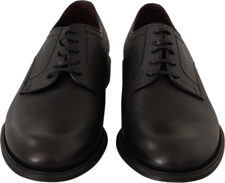 Black Leather Lace Up Mens Formal Derby Men's Shoes - Image 5