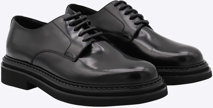 Black Leather Lace Up Shoes - Image 2