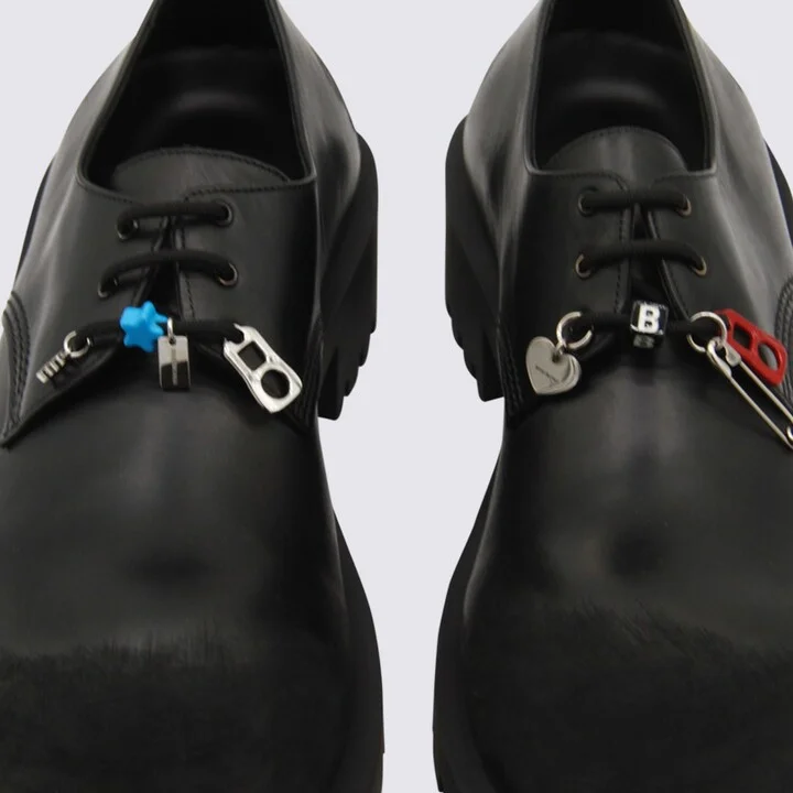 Black Leather Lace Up Shoes - Image 4