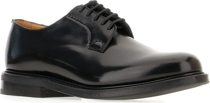 Black Leather Lace Up Shoes - Image 2