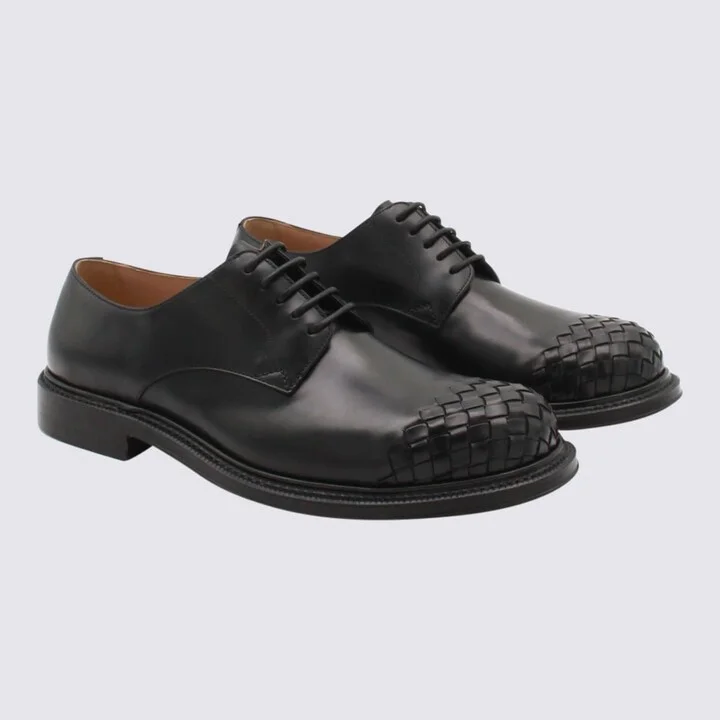 Black Leather Lace Up Shoes - Image 2
