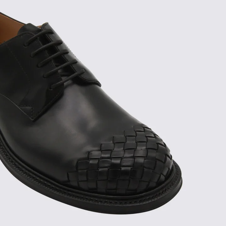 Black Leather Lace Up Shoes - Image 4