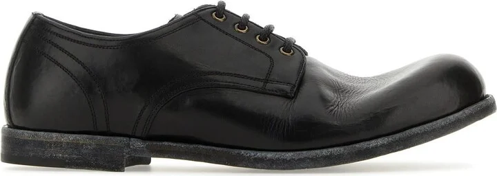 Black leather lace-up shoes