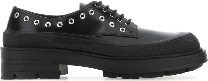 Black Leather Lace-up Shoes