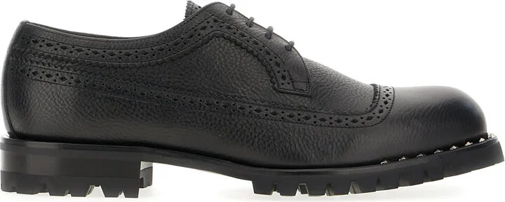Black Leather Lace-up Shoes