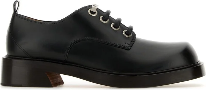 Black leather lace-up shoes