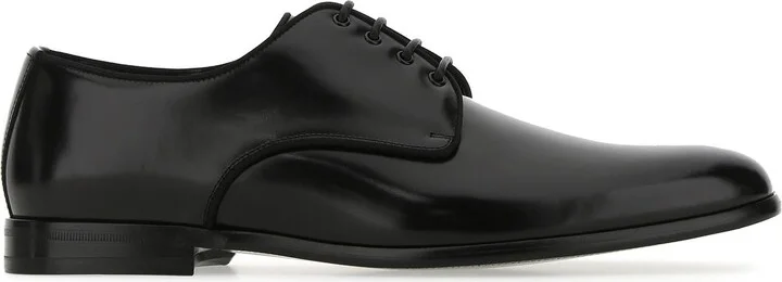 Black leather lace-up shoes