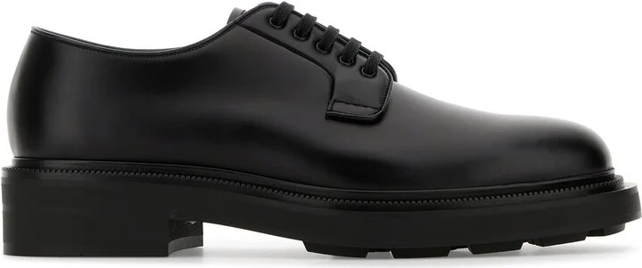 Black leather lace-up shoes