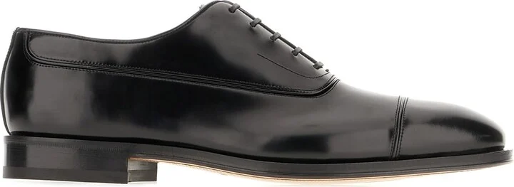 Black Leather Lace-up Shoes
