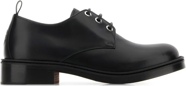 Black leather lace-up shoes
