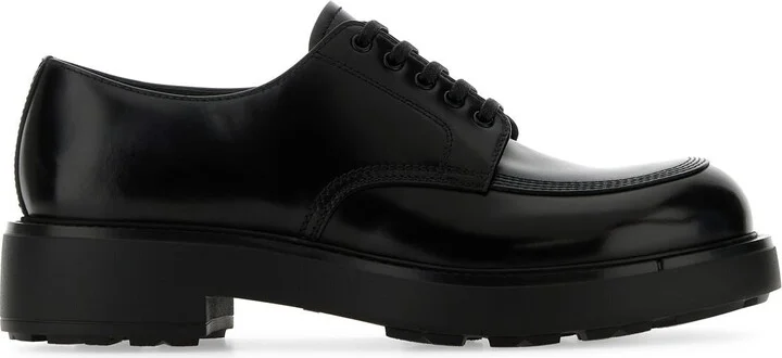 Black leather lace-up shoes