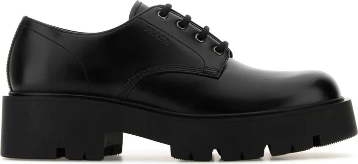 Black Leather Lace-up Shoes