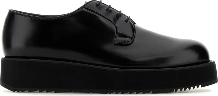 Black Leather Lace-up Shoes