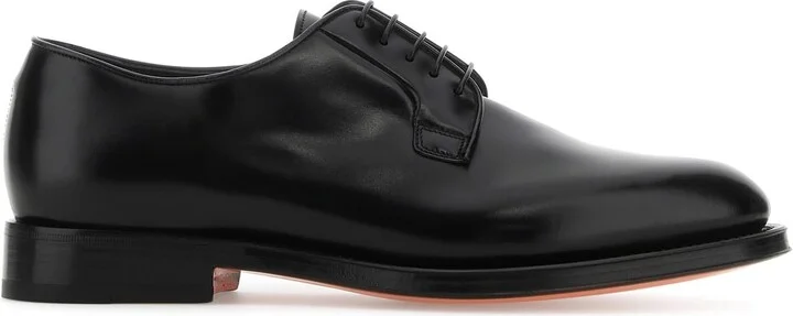 Black leather lace-up shoes