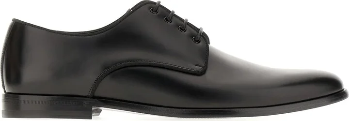 Black Leather Lace-up Shoes
