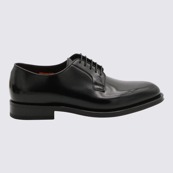 Black Leather Lace Up Shoes Santoni