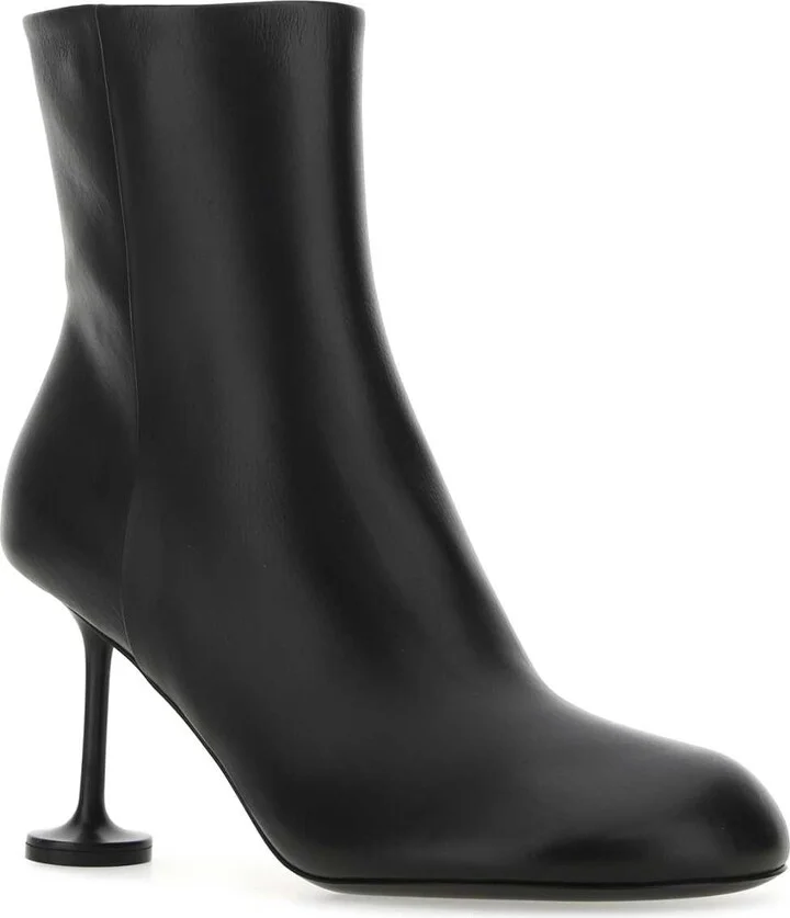 Black Leather Lady Ankle Boots - Image 2