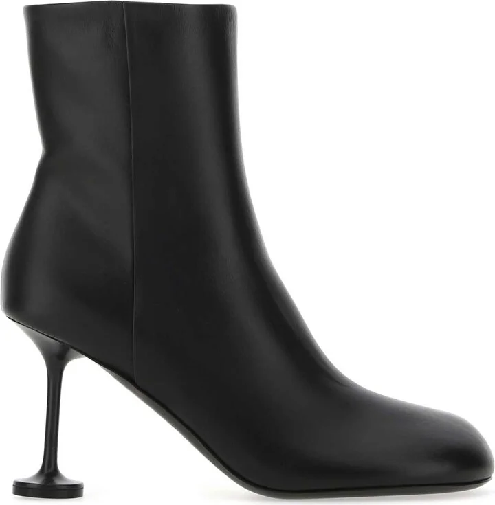 Black Leather Lady Ankle Boots