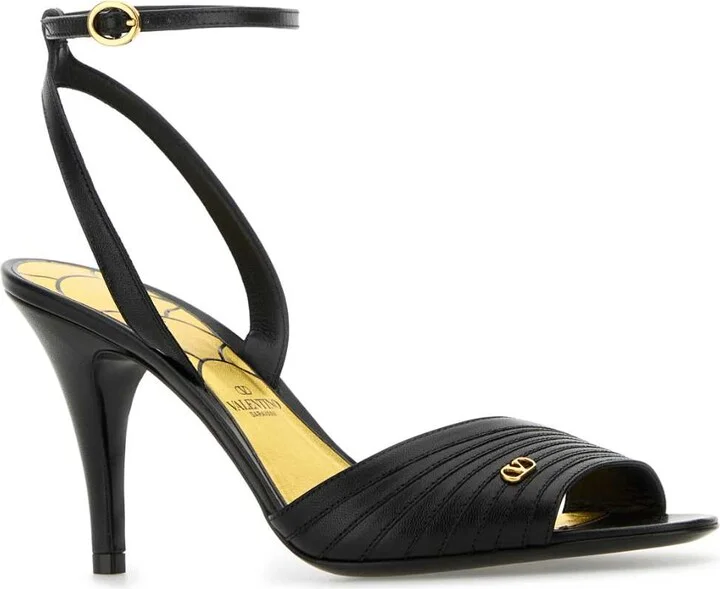 Black Leather Ladycrush Sandals - Image 2