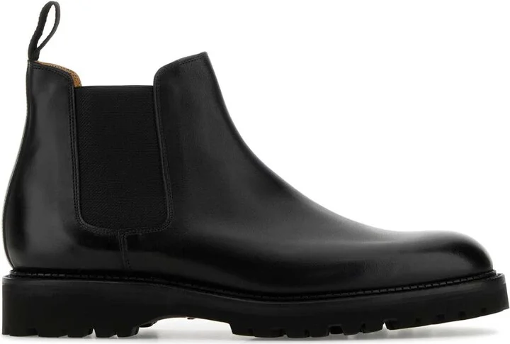 Black Leather Lawry Ankle Boots