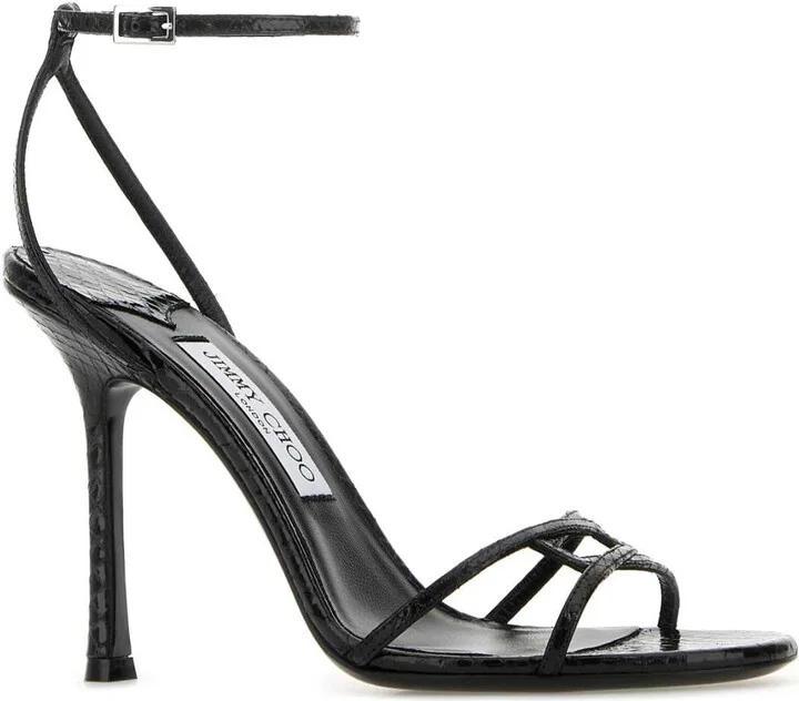 Black Leather Leo 100 Sandals - Image 2