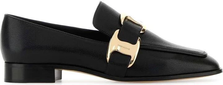 Black Leather Limania Loafers