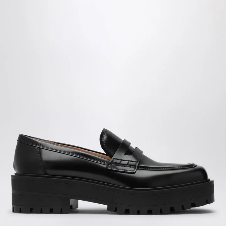Black leather loafer