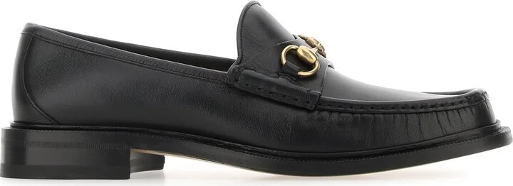 Black leather loafers