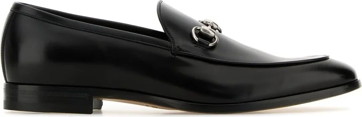 Black leather loafers