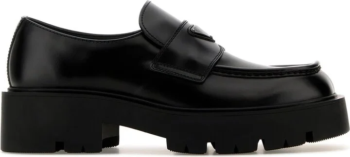 Black leather loafers