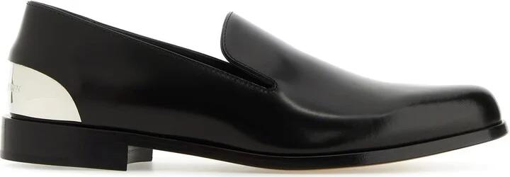 Black leather loafers