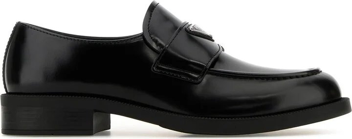 Black leather loafers
