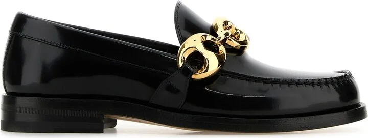 Black leather loafers