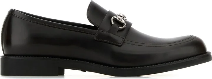 Black leather loafers