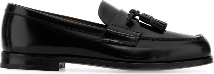 Black leather loafers