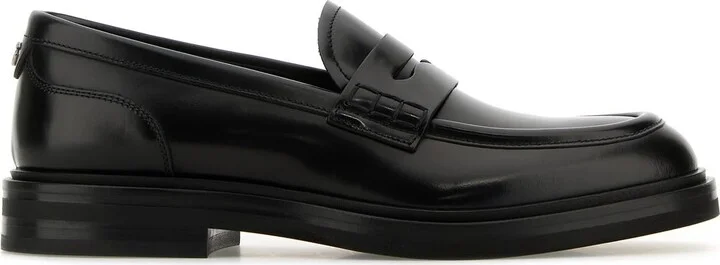 Black leather loafers